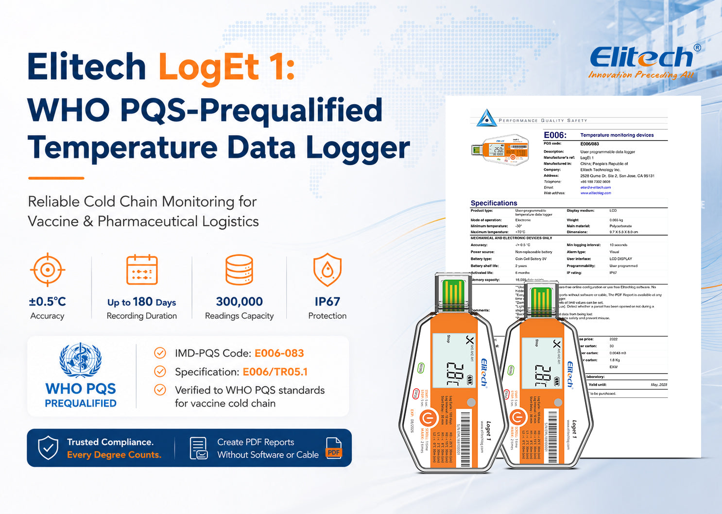 WHO PQS-Prequalified Temperature Data Logger for Reliable Cold Chain Monitoring