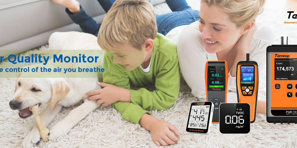 Temtop M100 Air Quality Monitor 8 in 1 Design CO2 PM2.5 AQI Monitor Weather  Station Your Home Air Station