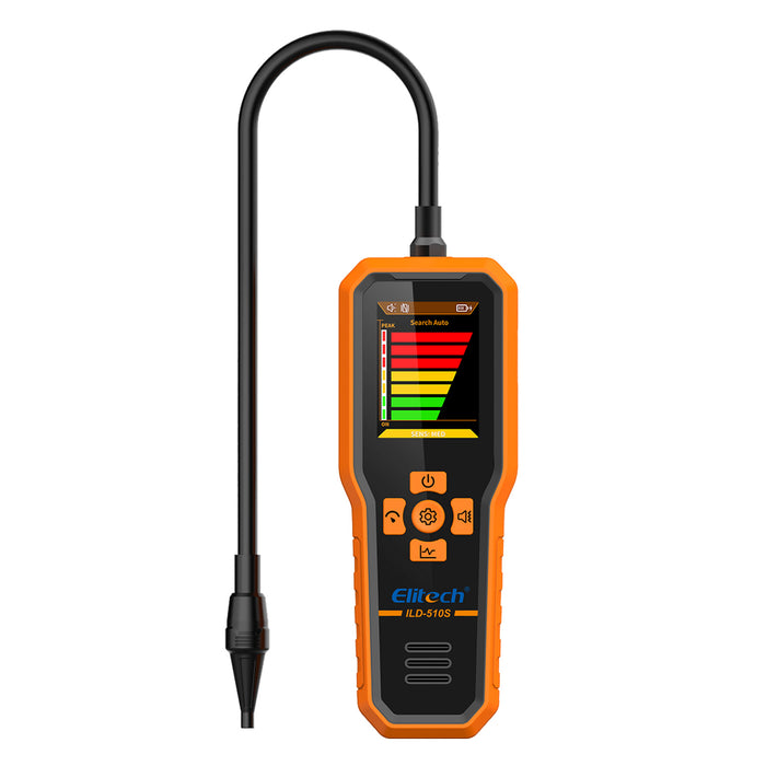 Elitech ILD-510S Infrarot-Kältemittel-Lecksucher, 3 Empfindlichkeitsstufen 3/7/14 g/Jahr, 10-Jahres-Sensor, 2,8-Zoll-TFT-Display, akustische Vibrationsalarme für HVAC AC Automotive CFC HCFC HFC HFO