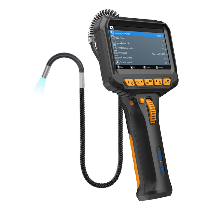 Elitech ELS240 Gelenk-Endoskop-Inspektionskamera, Zwei-Wege-180°-Lenkendoskop mit 4.3" IPS-Bildschirm, 6,2-mm-IP67-wasserdichte Sonde, 720p-HD-Industrie-Endoskop für Kfz-Mechaniker – 1 m