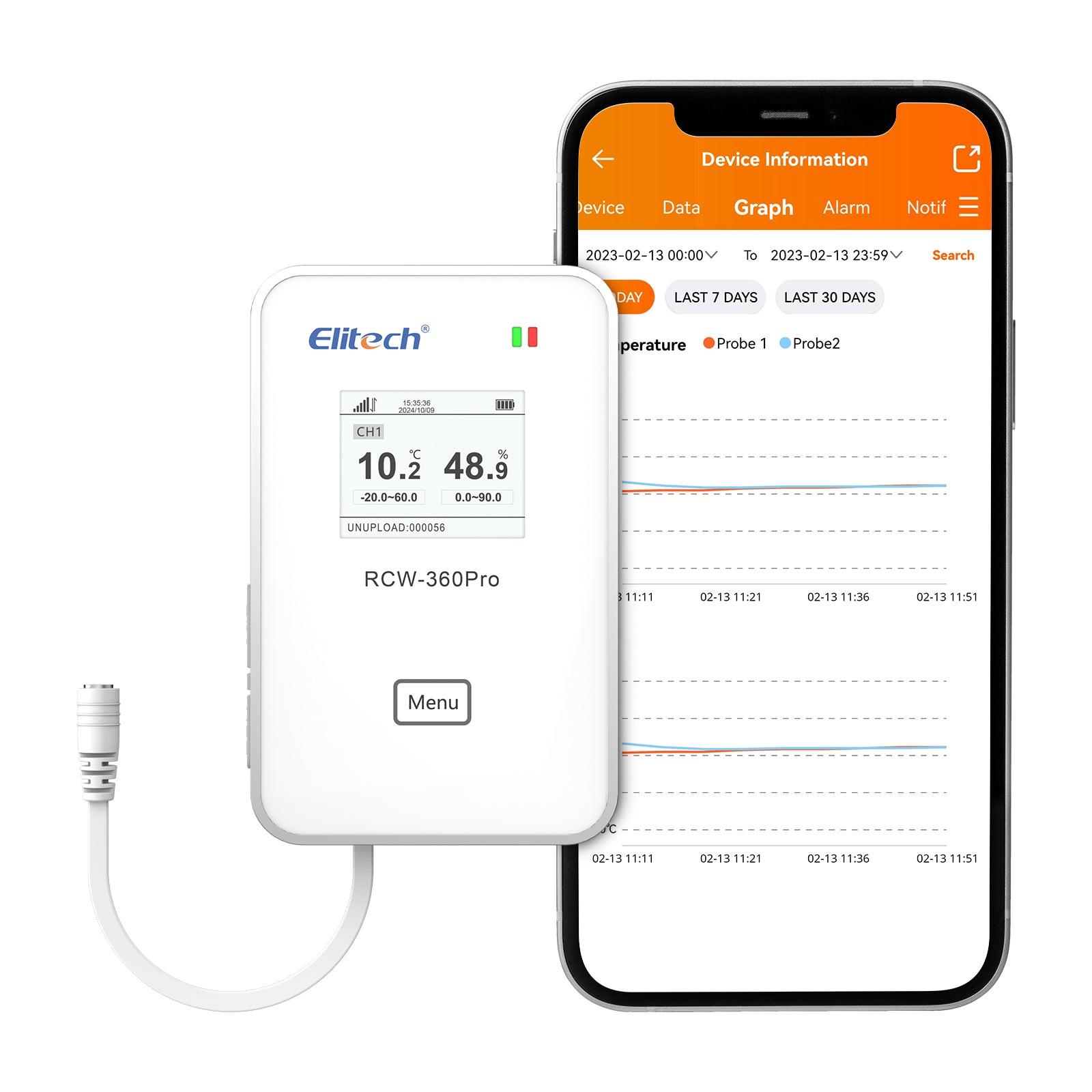 Elitech RCW-360Pro 4G Temperature Data Logger, Remote Real-Time Data Logger, APP/Cloud Data Storage (Need to buy probe separately)