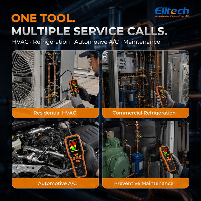 Elitech ILD-510S Infrarot-Kältemittel-Lecksucher, 3 Empfindlichkeitsstufen 3/7/14 g/Jahr, 10-Jahres-Sensor, 2,8-Zoll-TFT-Display, akustische Vibrationsalarme für HVAC AC Automotive CFC HCFC HFC HFO