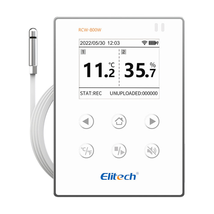 Registrador de datos inalámbrico de temperatura y humedad Elitech RCW-800W-THE, registrador de temperatura y humedad remoto WIFI para refrigerador