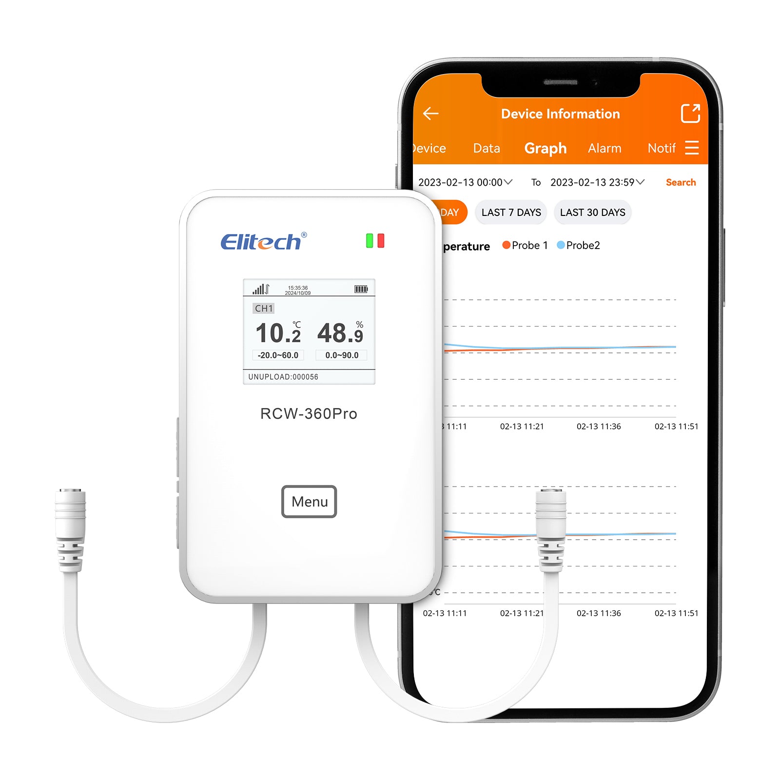 Elitech RCW-360Pro 4G Temperature Data Logger, Remote Real-Time Data Logger, APP/Cloud Data Storage (Need to buy probe separately)