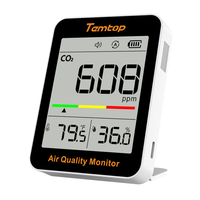 Temtop C1 Monitor CO2 Monitor della qualità dell'aria, rilevatore di anidride carbonica per interni, tester per CO2, temperatura e umidità