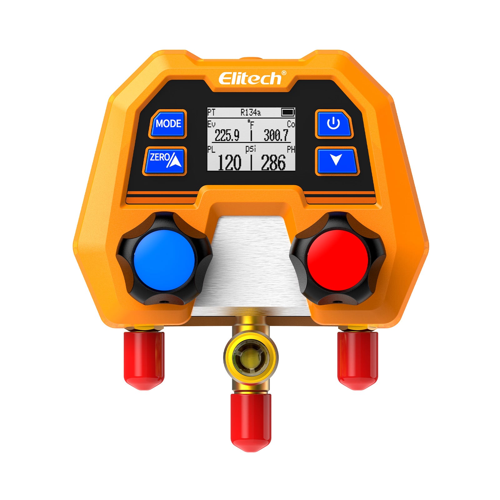 Elitech DMG-2SE-kit Digital Manifold Gauge for HVAC, Refrigeration & AC Systems – Pressure & Temperature Measurement, LCD Display with Hoses