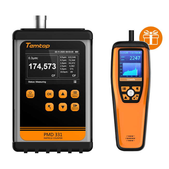 Monitor de aerosol Temtop PMD 331, contador de partículas portátil, monitor de polvo, siete canales para salidas