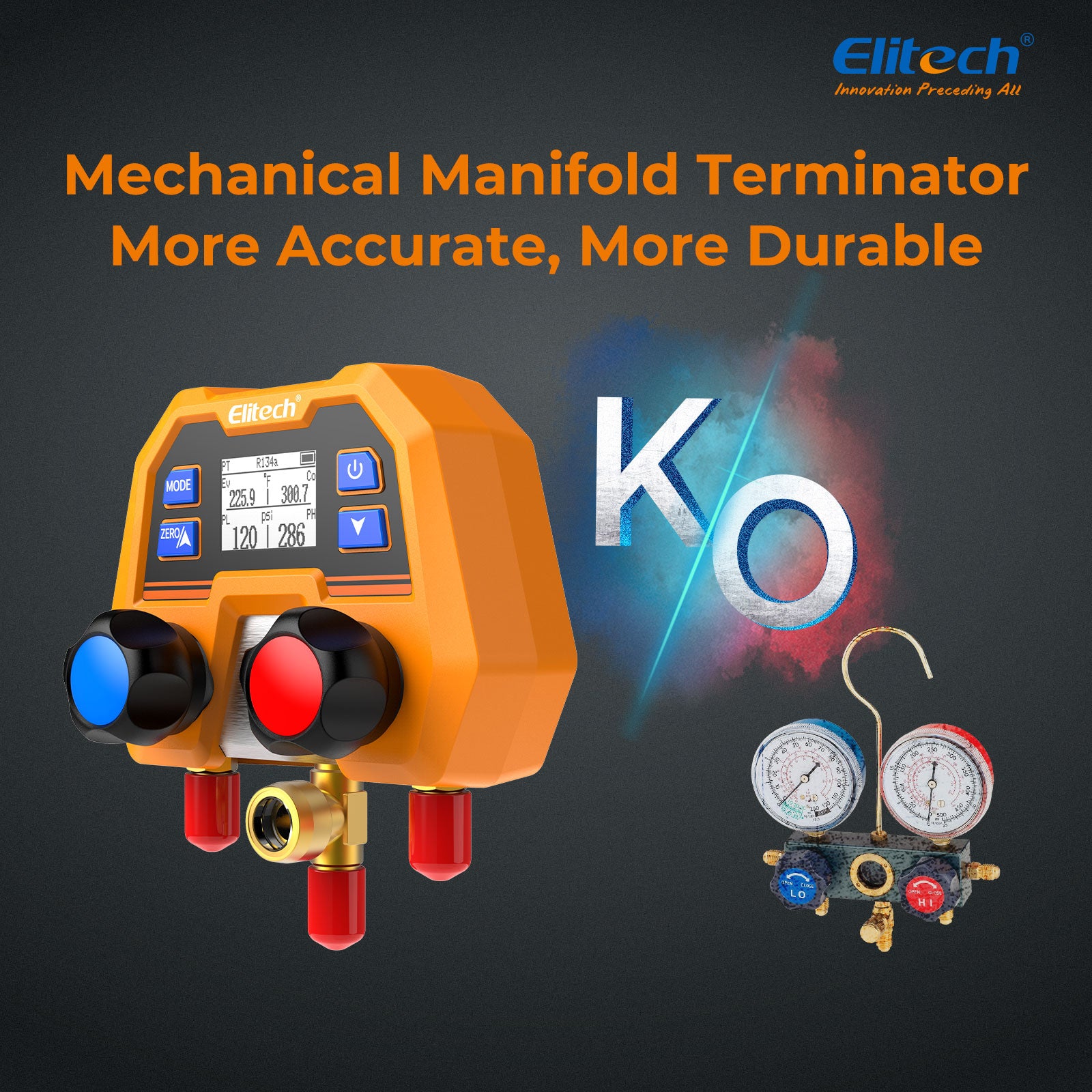 Elitech DMG-2SE-kit & LMC-100F+ Digital Manifold Gauge & Charging Recovery Scale 110Lbs/50Kg, Refrigerant Heat Pump, for HVAC