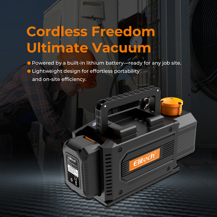 ELITech SVP-DC-Pro Smart Smart Incolse Vacuum Bomba A2L Compatible, bomba de vacío HVAC de 2 etapas con controlador Bluetooth, velocidad de bombeo de 1 l/s, presión extrema de 2pa, para HVAC/R