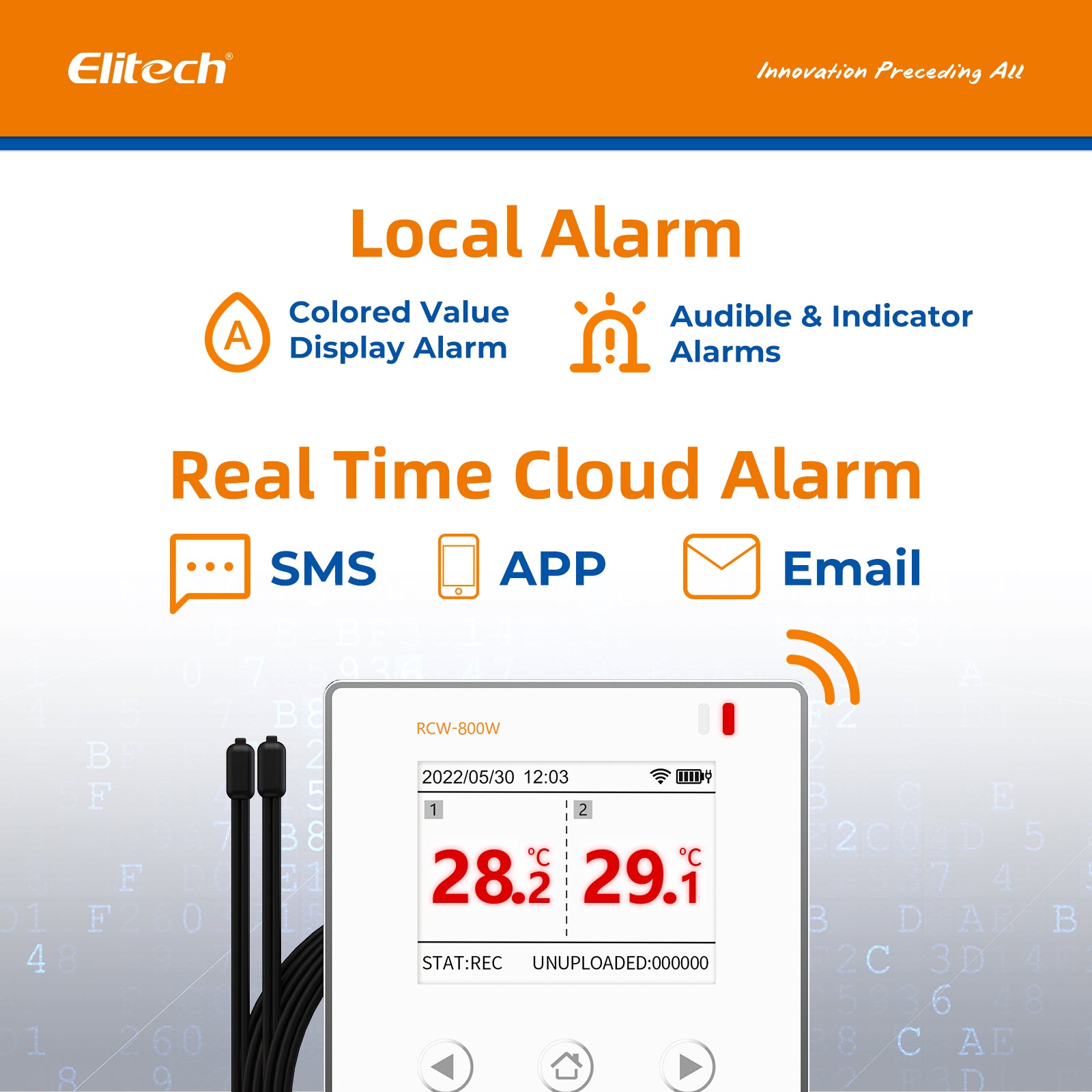 Elitech RCW-800W-TDE Wireless Temperature Data Logger, WIFI Remote Temperature Recorder for Refrigerator