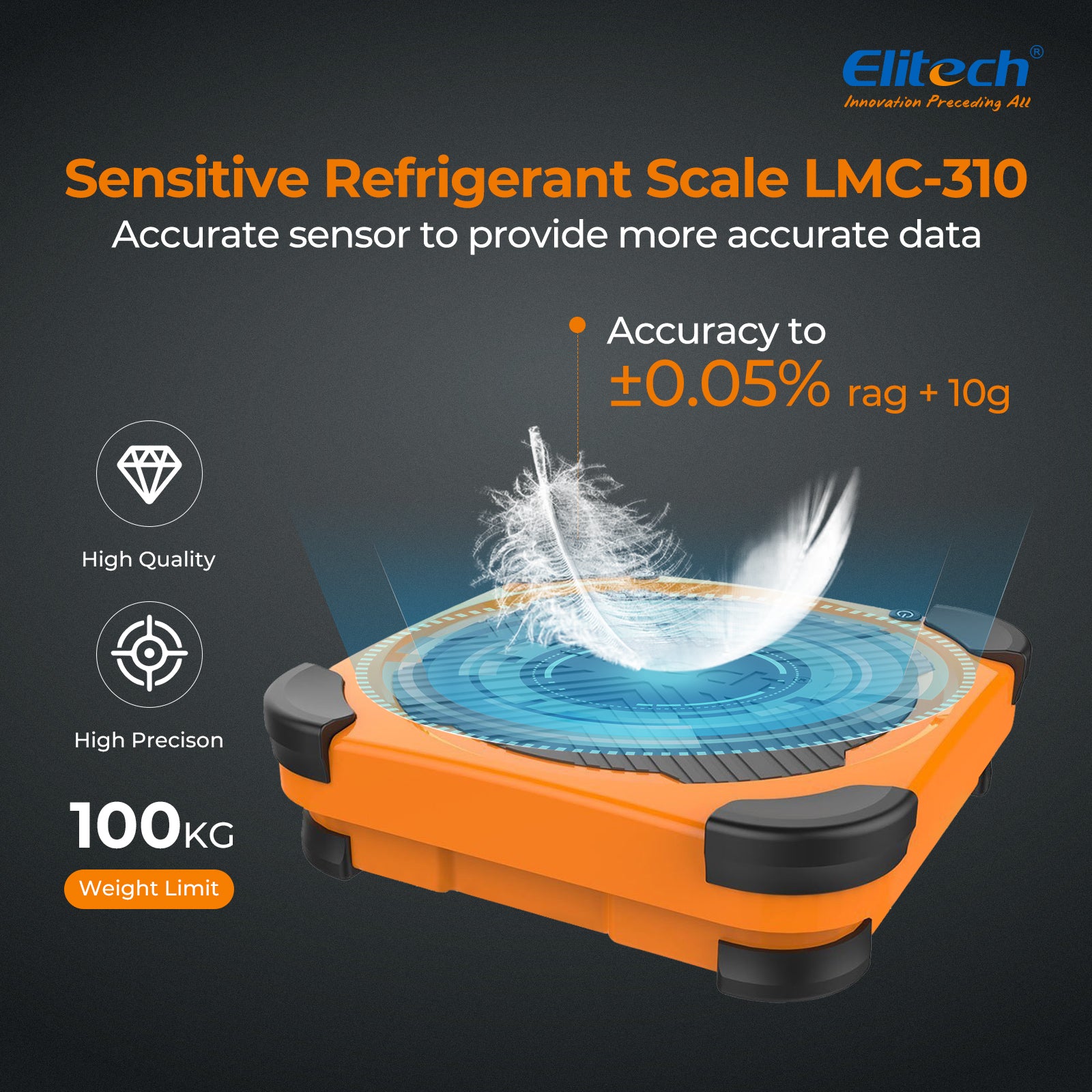 Elitech LMC-310 Wireless Refrigerant Heat Pump Scale HVAC Weight Scale with Overweight Protection 220Lbs/100Kg