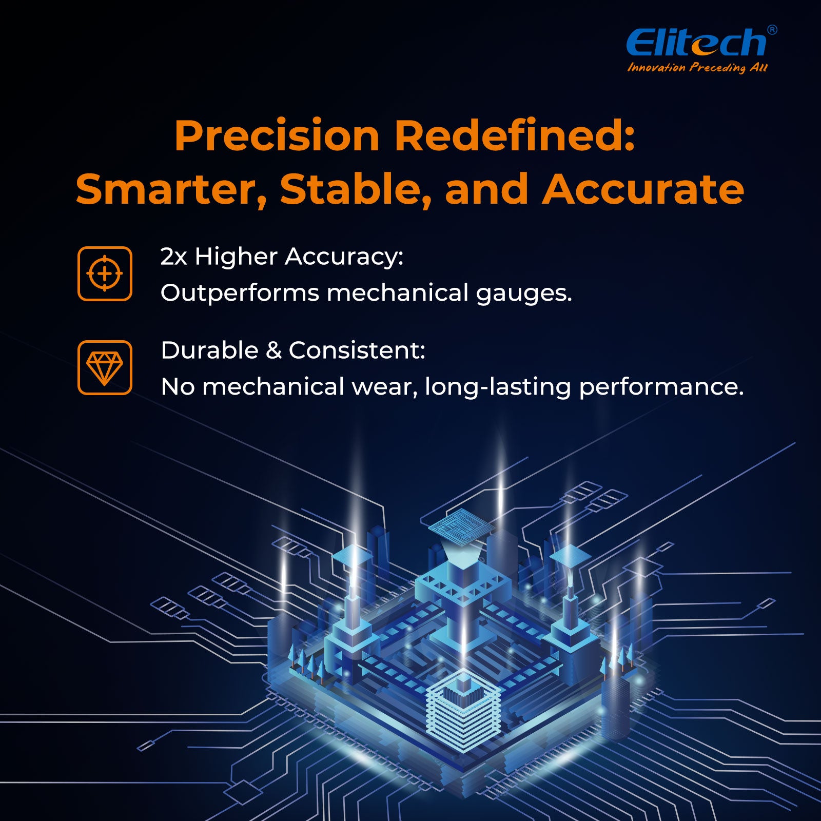 Elitech DMG-2SE-kit Digital Manifold Gauge for HVAC, Refrigeration & AC Systems – Pressure & Temperature Measurement, LCD Display with Hoses