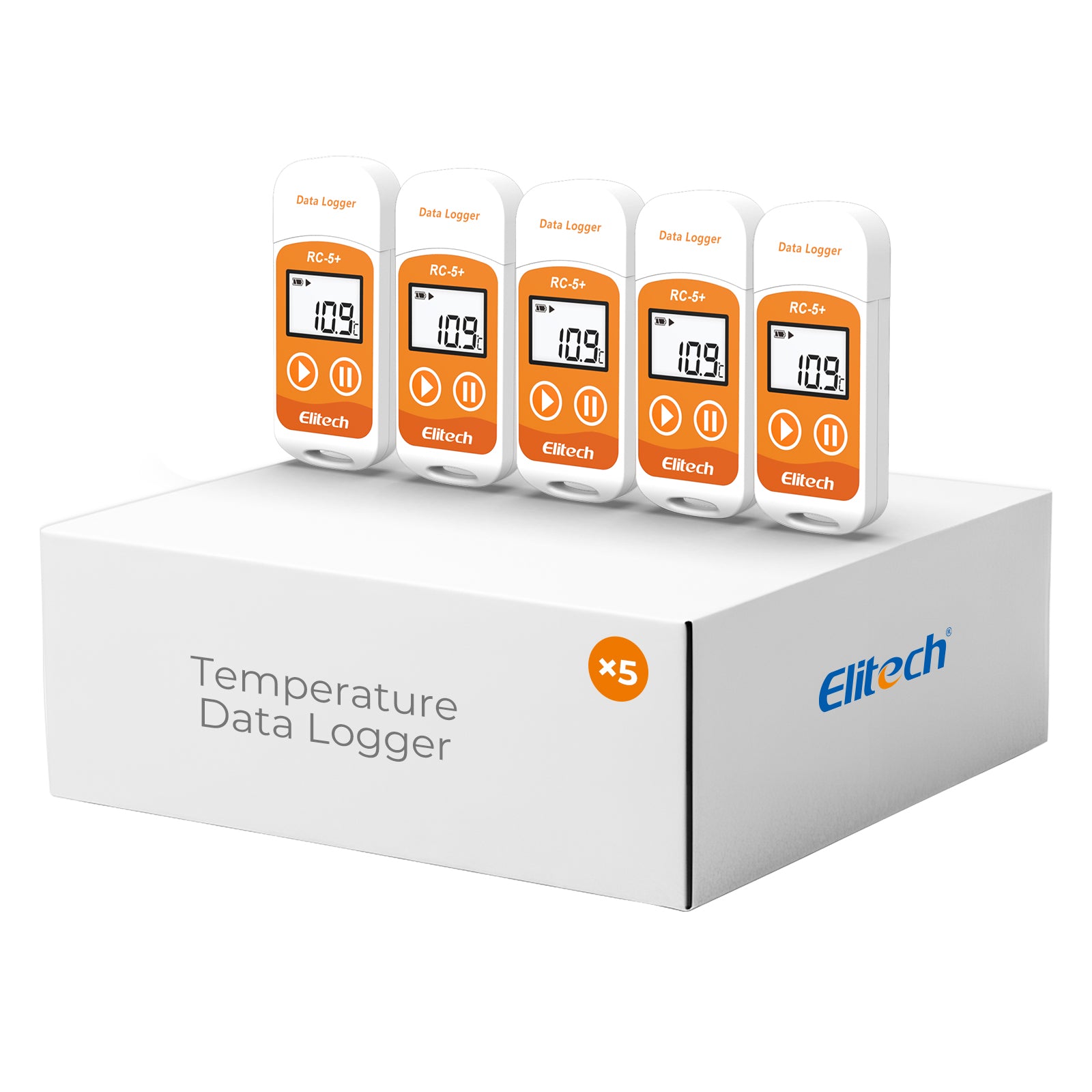 Elitech RC-5+ Temperature Data Logger, PDF USB Temperature Data Recorder, 32000 Points, with Calibration Certified