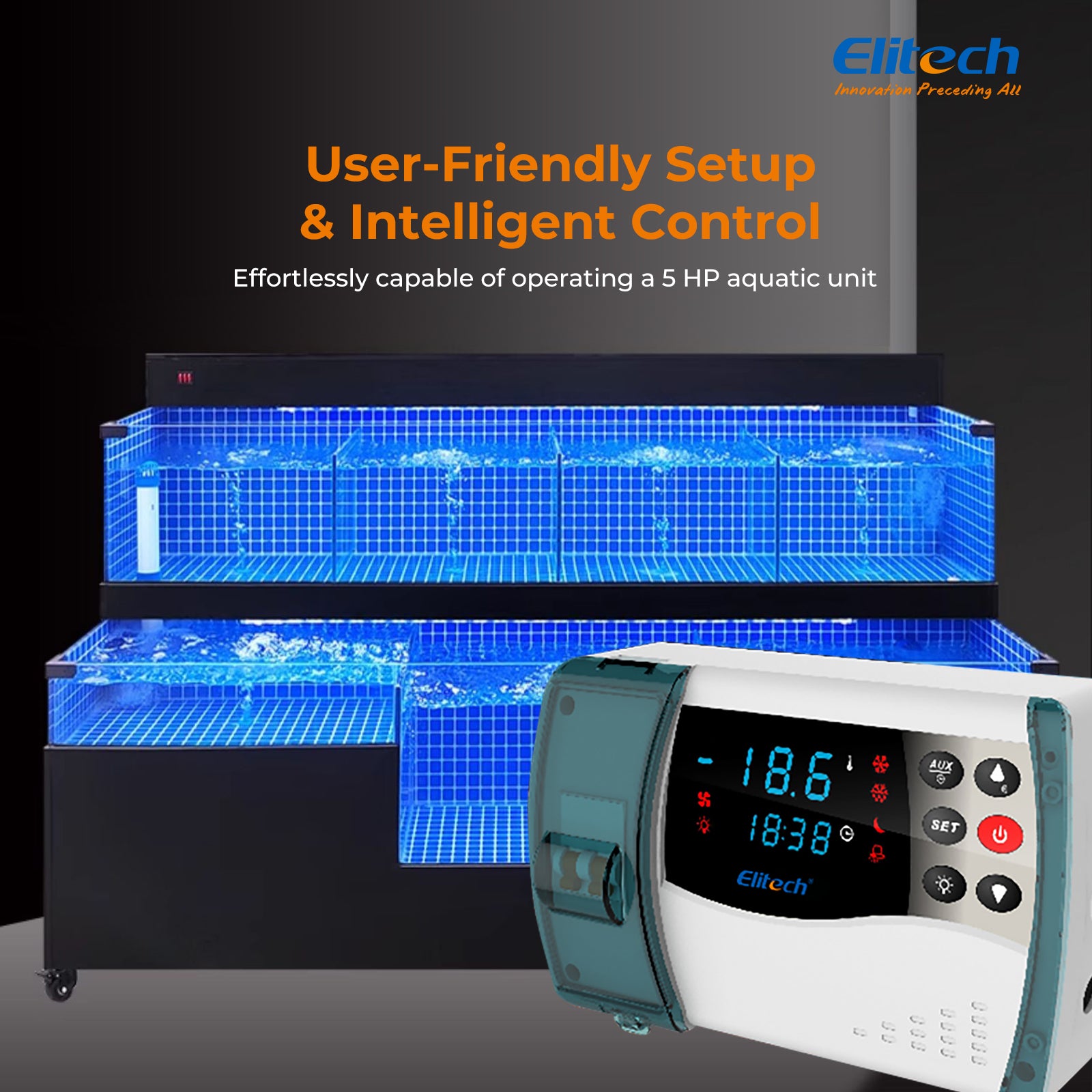Elitech ECB-1000Plus Cloud Plastic Electric Control Panel With Refrigeration 3HP, Defrost, Fan, Light and Alarm Output, 100-256VAC, WiFi Network, With Temperature Sensor, Evaporator Defrost Sensor, Digital Signal Inputs