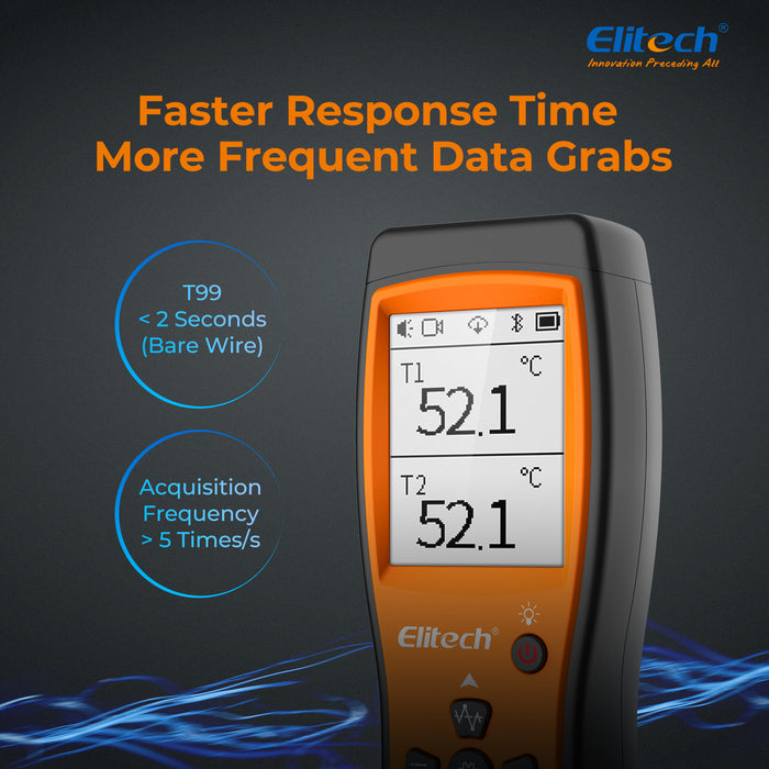 Elitech ICT-220 Dual Thermocouple Thermometer – High Precision K-Type Temperature Sensor with App, Rapid Response, Suitable for Refrigeration, Automotive Maintenance and Heat Pump Industries