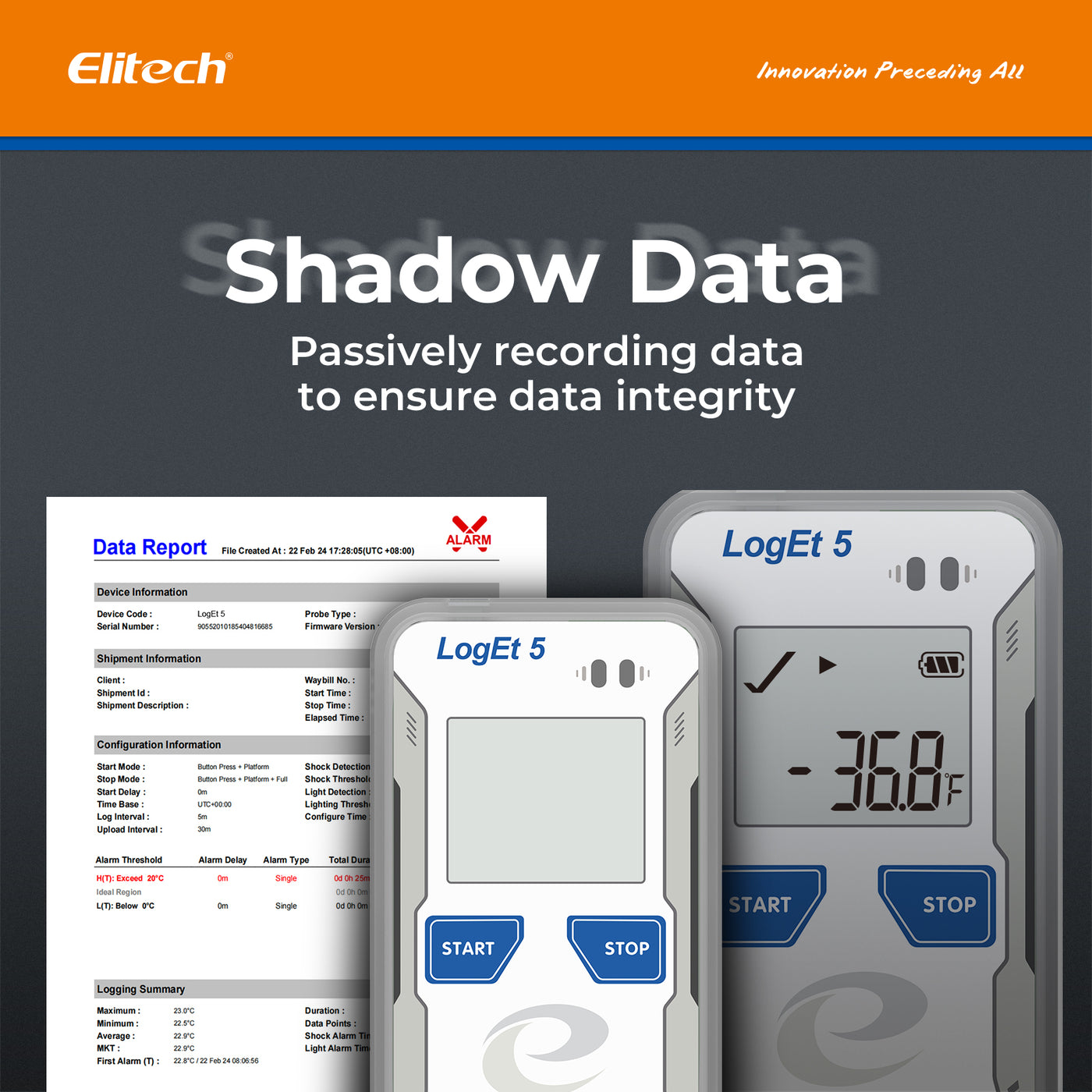Elitech LogEt 5 TH Datenlogger für Temperatur und Luftfeuchtigkeit