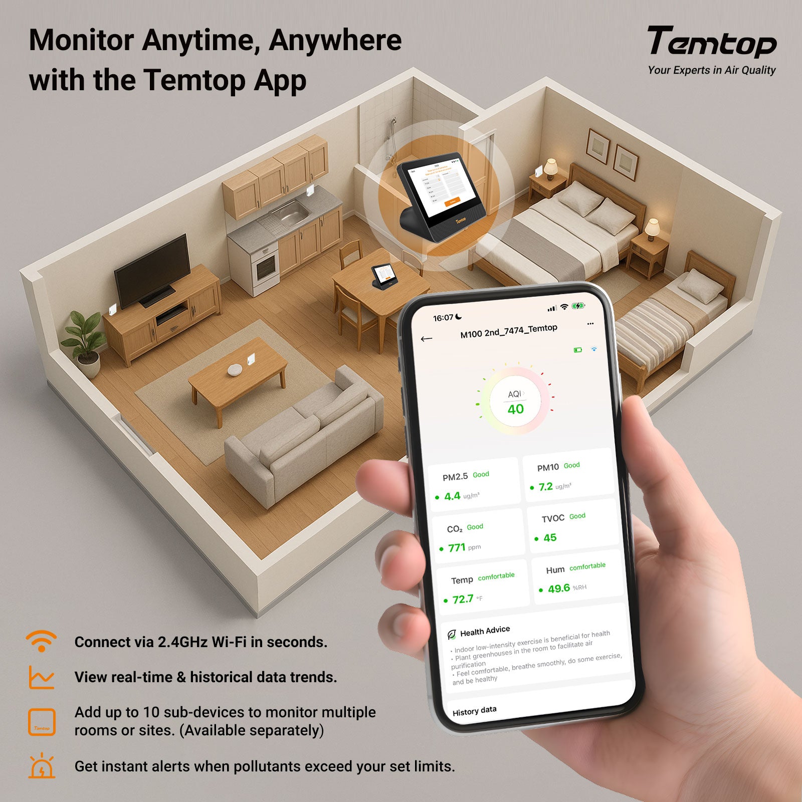 Temtop M100 2nd WiFi Air Quality Monitor – 7