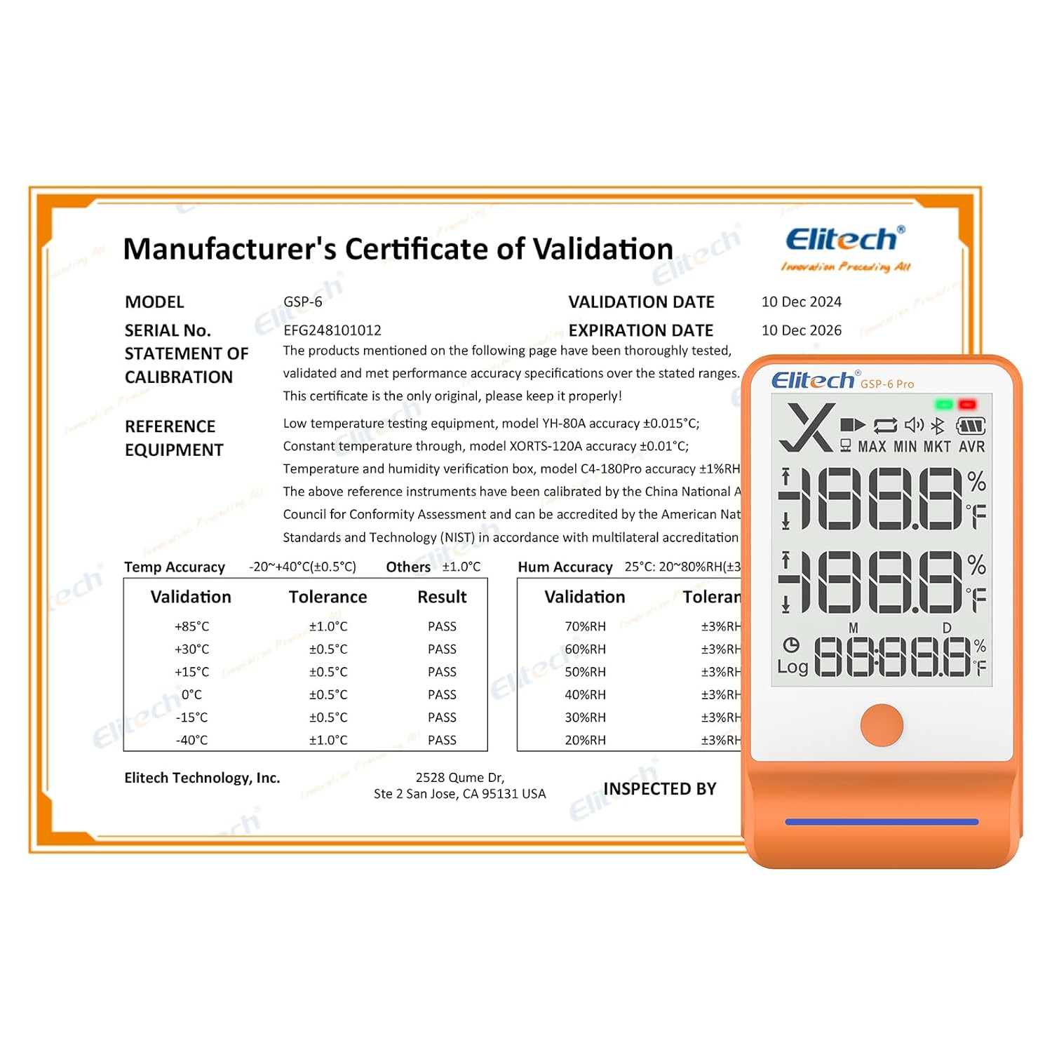 【Pack】Elitech GSP-6 Pro GLE/THE Temperature and Humidity Data Logger with Glycol Bottle Temperature Sensor Dual External Sensors