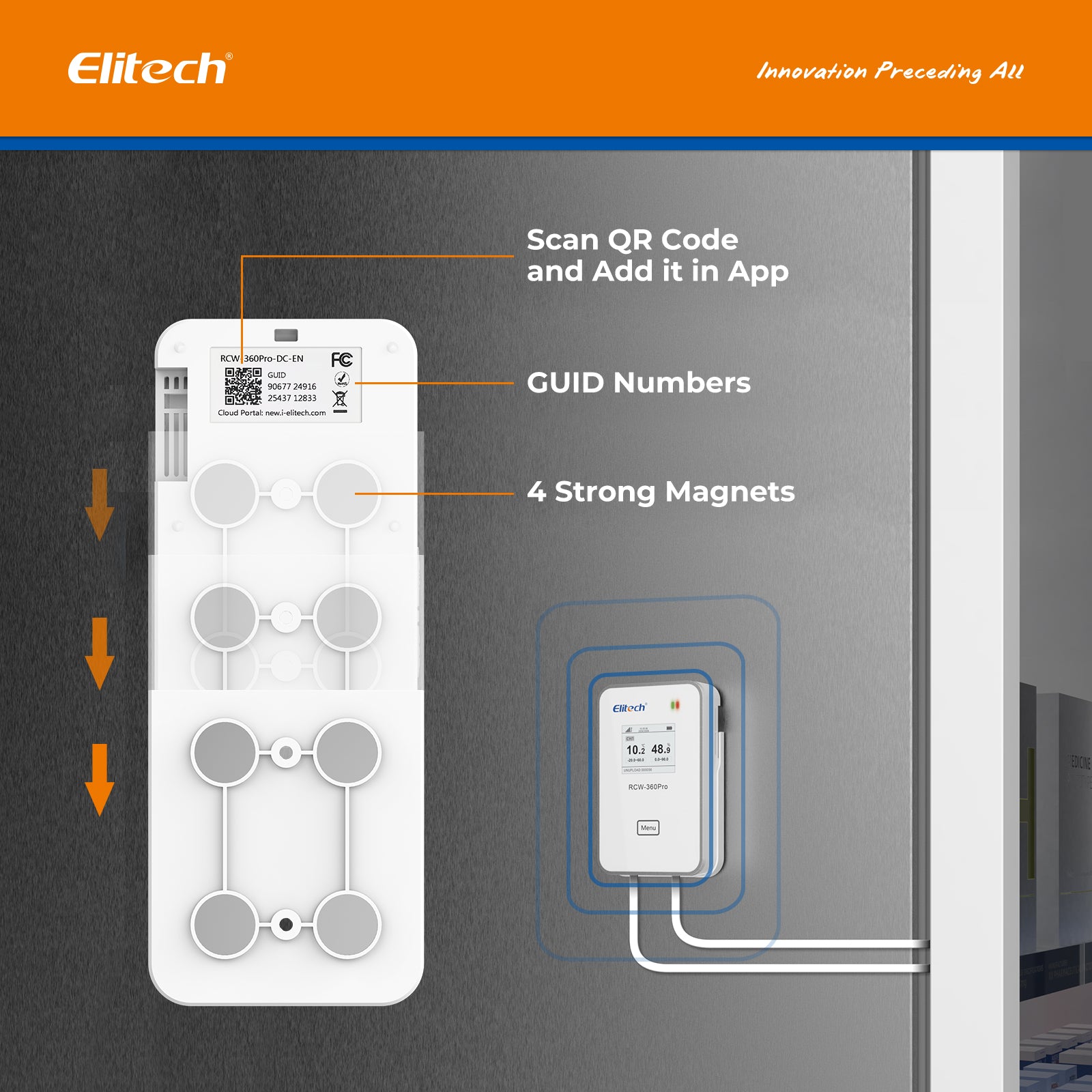 Elitech RCW-360Pro WIFI Temperature Data Logger, Remote Real-Time Data Logger, APP/Cloud Data Storage (Need to buy probe separately)