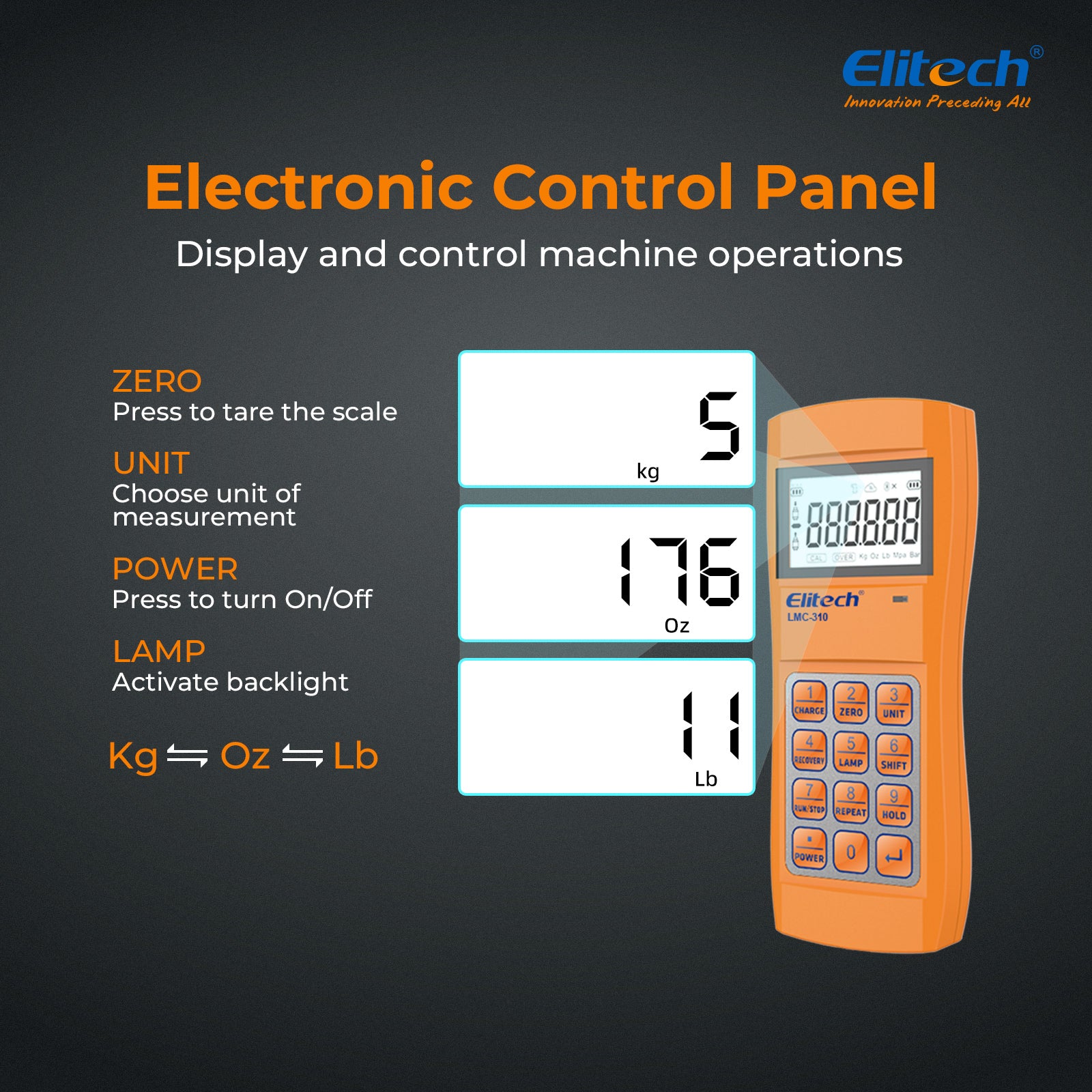 Elitech LMC-310 Wireless Refrigerant Heat Pump Scale HVAC Weight Scale with Overweight Protection 220Lbs/100Kg