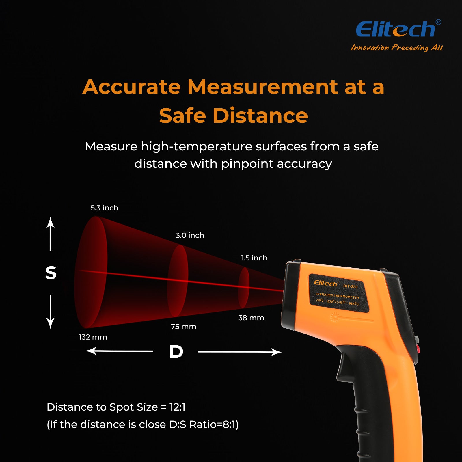Elitech DMG-2SE-kit & DIT-220 Digital Manifold Gauge & Infrared Thermometer Non-Contact Temperature Gun with Laser Targeting, for HVAC, Refrigeration & AC Systems – Pressure & Temperature Measurement