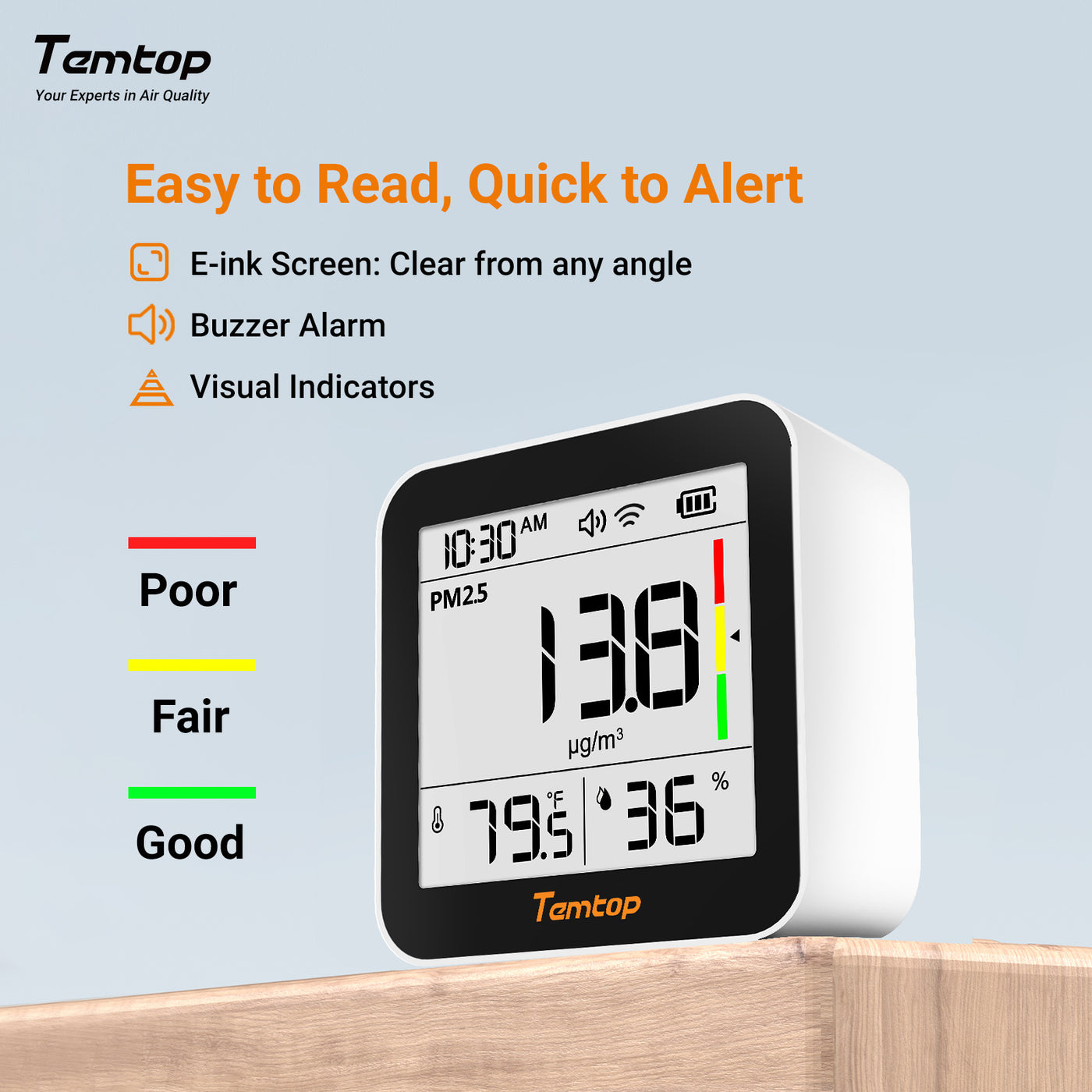 Temtop M10+ WIFI Air Quality Monitor, CO2 Detector with PM2.5 TVOC AQI ...