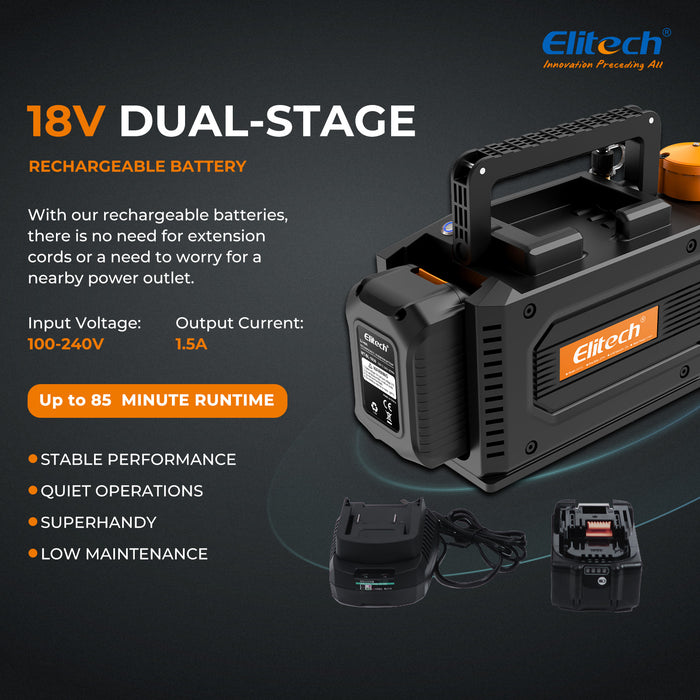 ELITech SVP-DC Bomba de vacío inalámbrica Smart A2L Compatible, bomba de vacío HVAC de 2 etapas, velocidad de bombeo de 1 l/s, presión extrema de 2pa, para HVAC/R