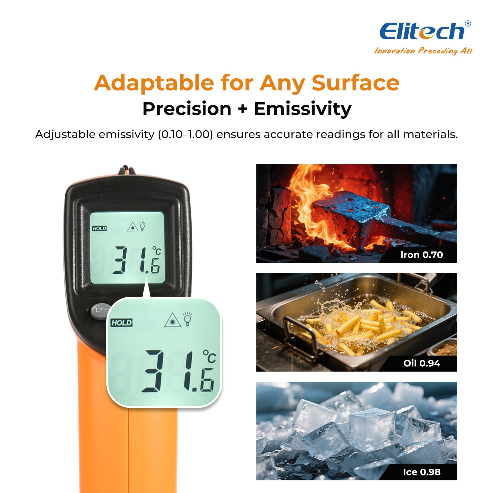 Elitech DMG-2SE-kit & DIT-220 Digital Manifold Gauge & Infrared Thermometer Non-Contact Temperature Gun with Laser Targeting, for HVAC, Refrigeration & AC Systems – Pressure & Temperature Measurement
