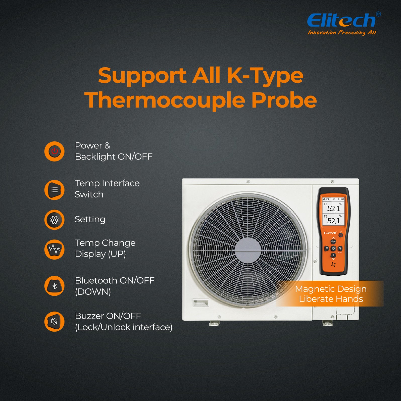 ICT-220 Dual Thermocouple Thermometer K-Type Temperature Sensor — ElitechEU