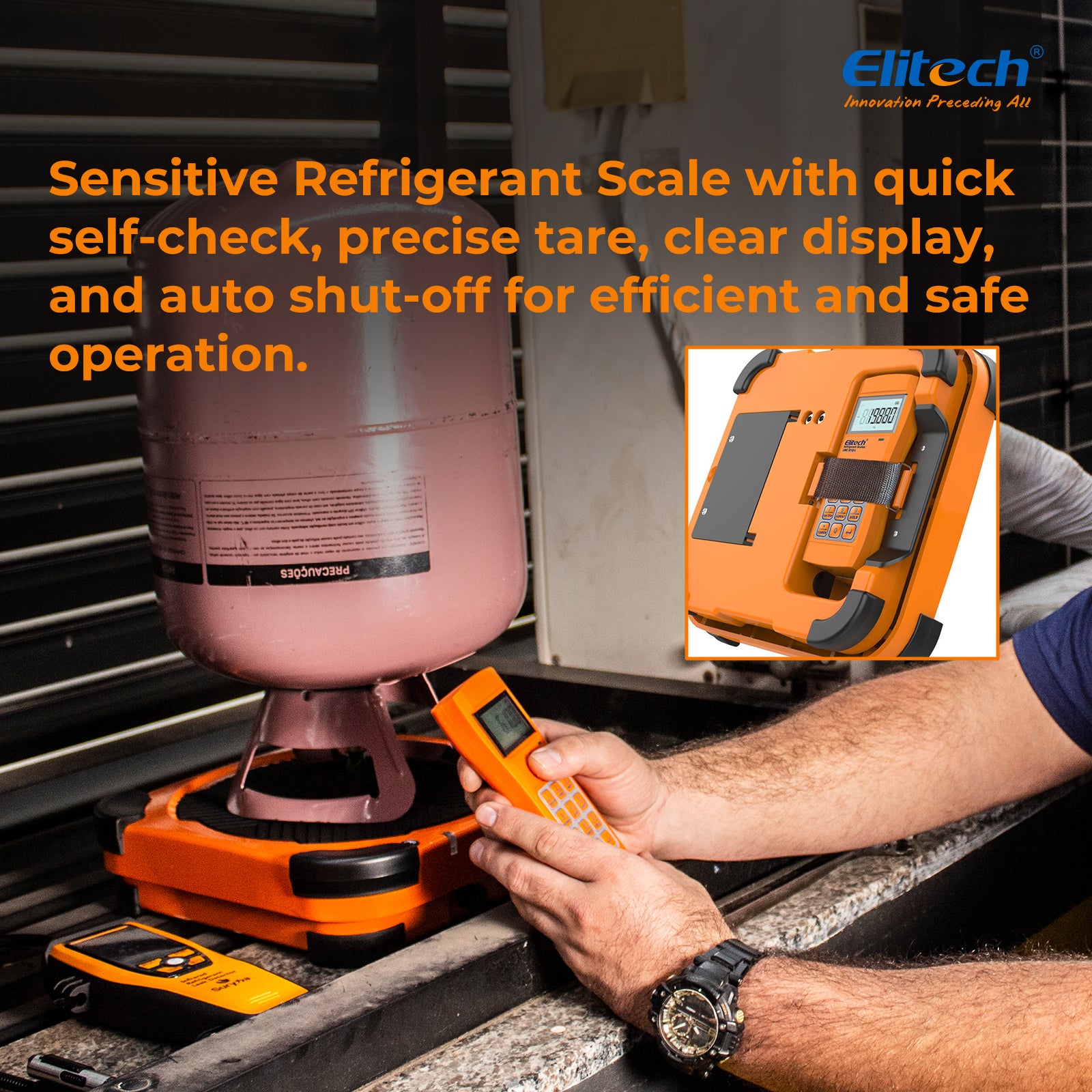 Elitech LMC-310 Wireless Refrigerant Heat Pump Scale HVAC Weight Scale with Overweight Protection 220Lbs/100Kg