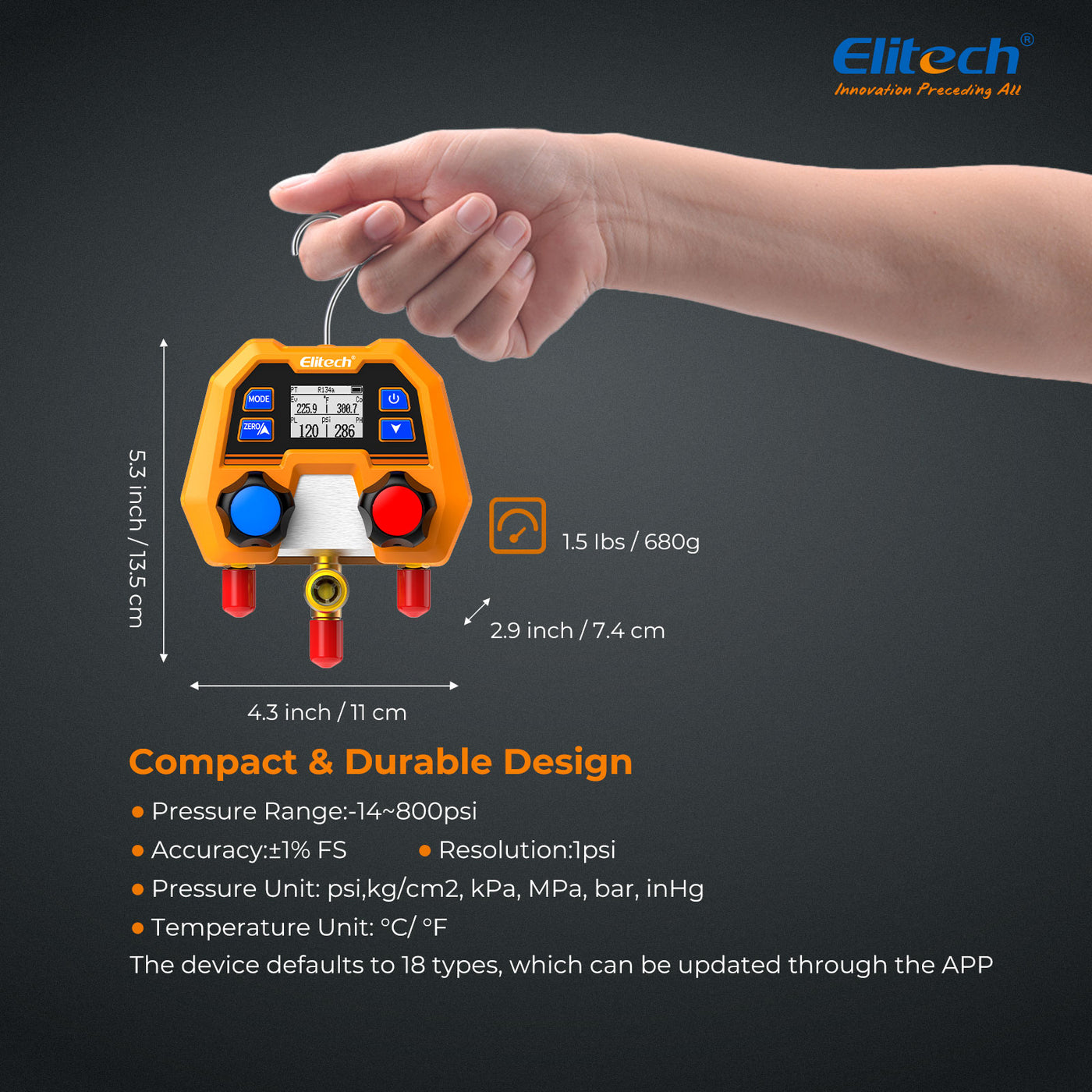 Elitech DMG-2SE Digital Manifold Gauge for HVAC — ElitechEU