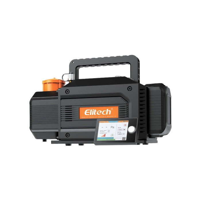 Elitech SVP-DC-PRO Smart Cordsless Vacuum Pump A2L compatible, pompe à vide HVAC en 2 étapes avec contrôleur Bluetooth, taux de pompage 1 l/s, pression extrême 2PA, pour HVAC/R