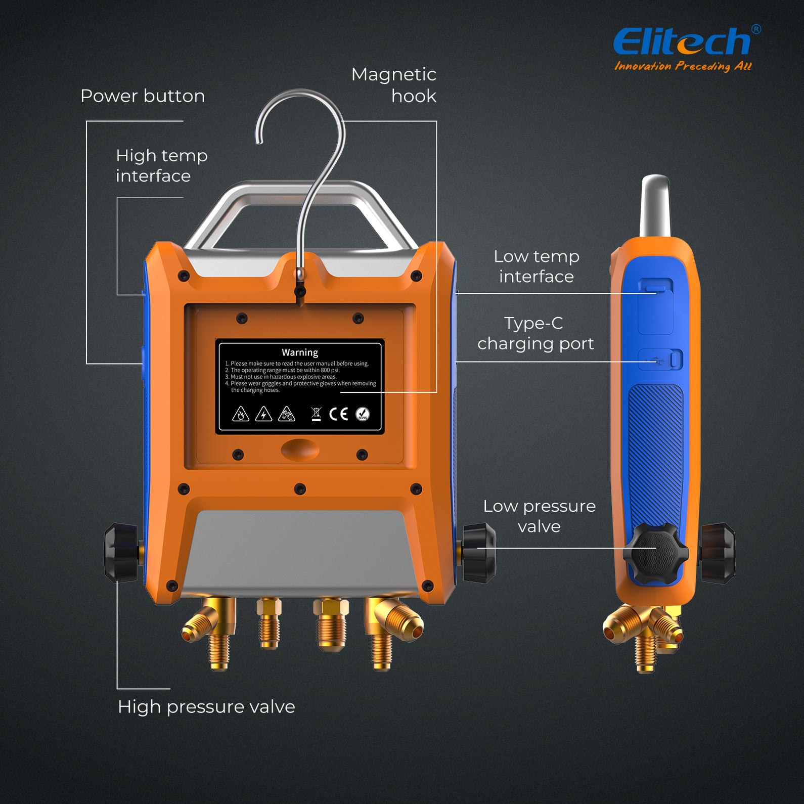 Elitech EMG-40V Intelligent 4 Valves Digital Refrigeration Heat Pump M ...