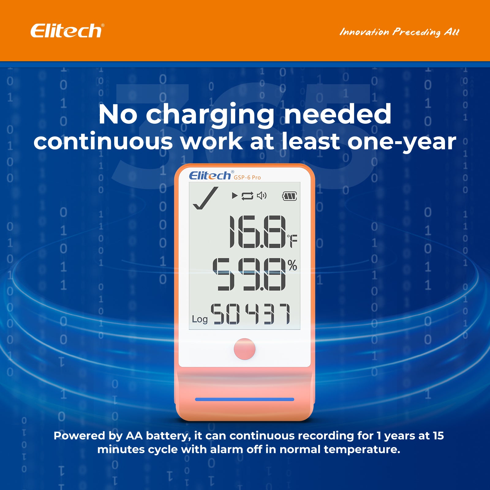 【Pack】Elitech GSP-6Pro TE&THE Bluetooth Temperature and Humidity Data Logger Recorder with Calibration Certificate, 100000 Points, Shadow Data