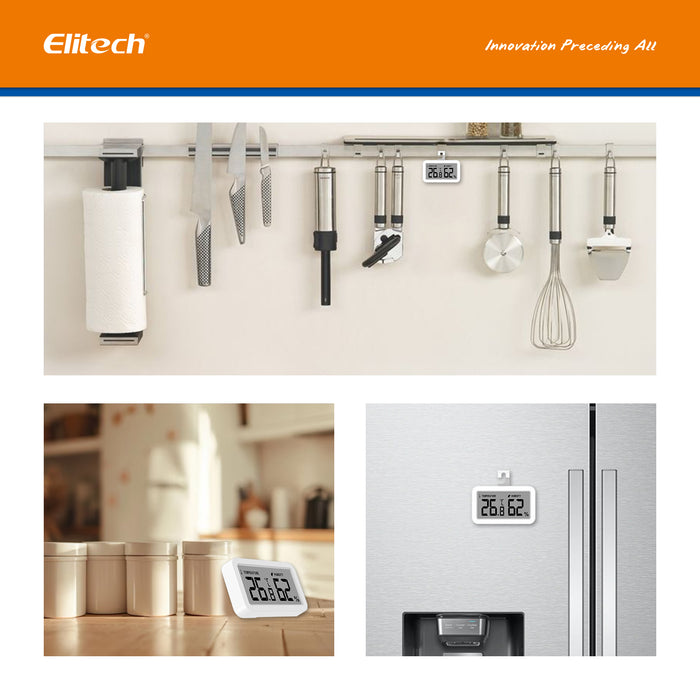 Elitech TM-2th Fridge Termómetro Higrómetro Digital Freeze Refrigerator Termómetro impermeable gran pantalla LCD