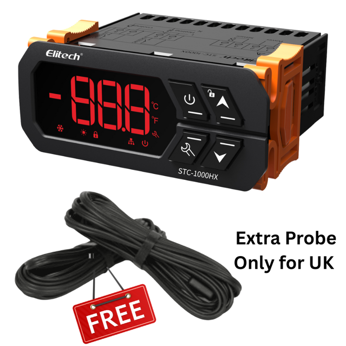Termostato controlador de temperatura Elitech STC-1000HX, actualización STC-1000, interruptor automático de refrigeración y calefacción, ℃/℉, con sensor de sonda de temperatura NTC
