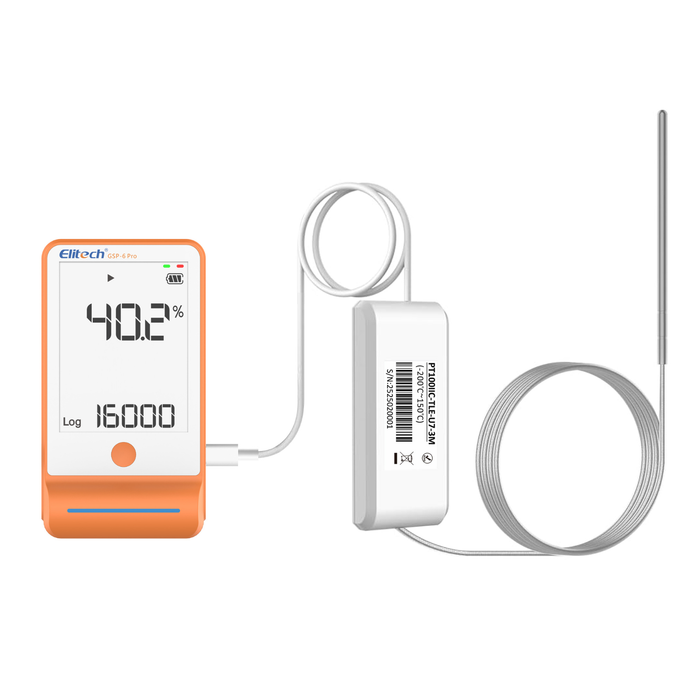 Elitech GSP-6Pro-TLE Bluetooth Ultra-low Temperature Data Logger (-200~150°C / -328~302°F), 100,000 Data Points, DDL Calibration Certificate to Audit, MAX MIN Refrigerator Fridge
