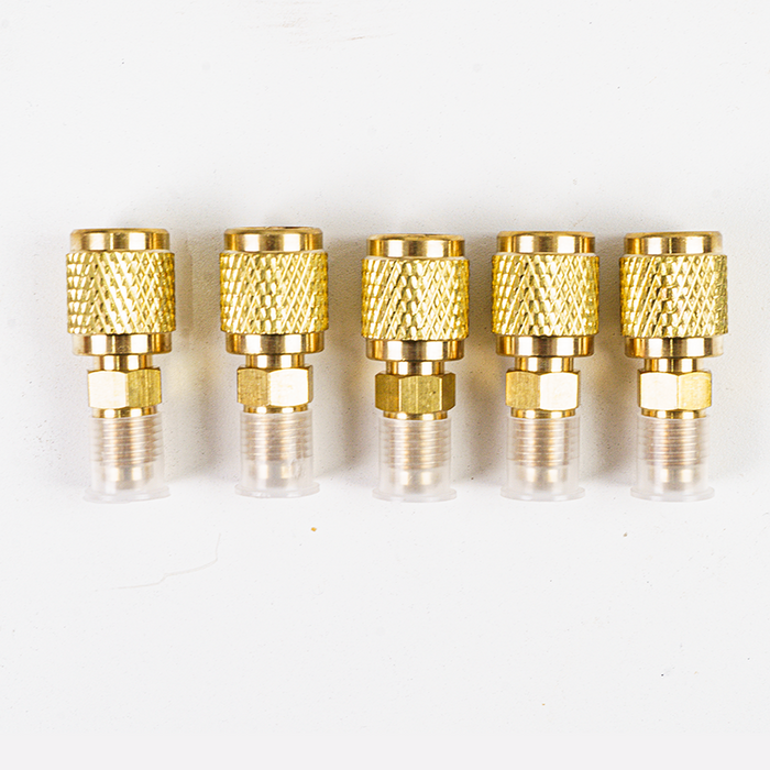 Adaptador reductor de latón para conexiones de climatización Elitech BFT-410A, 1/4" SAE Femenino a 5/16" Conector de refrigerante SAE macho a prueba de fugas para sistemas de aire acondicionado mini split R410A R22 R134A (paquete de 5)