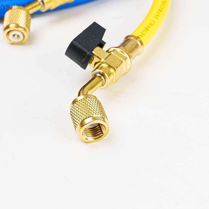 Elitech BVH-15SET-3 1/4" Mangueras de carga de refrigerante con válvula de bola, 60", 800 PSI, para sistemas de refrigerante R134A, R410A, R22 y R12