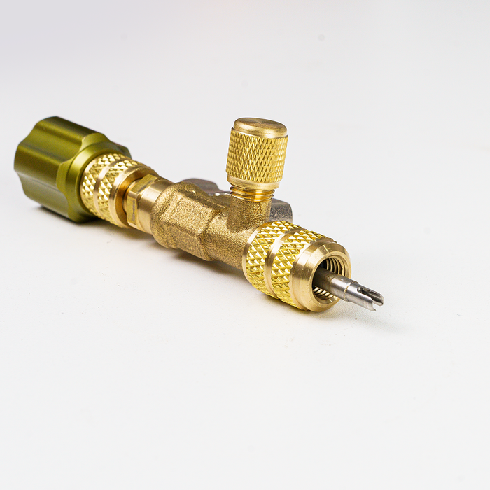 Elitech VCRT-1 Valve Core Removal Installer Tool, AC Schrader Valve Tool with Dual Size SAE 1/4 and 5/16 Port Brass Adapter Compatible with R22 R12 R410 R32 R404 R407 with Valve Cores and Removal Tool