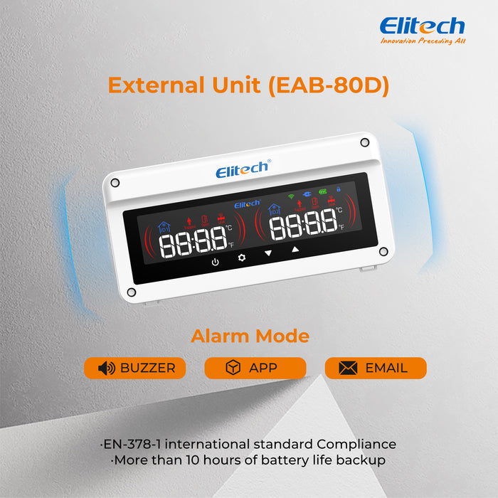Elitech EAB-80-01 Multi-Function Cold Storage Alarm System for Gas Leak, Human Entrapment, Door Status & Overtemperature