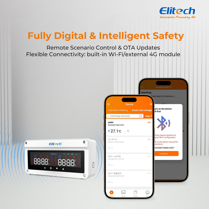 Elitech EAB-80-01 Multi-Function Cold Storage Alarm System for Gas Leak, Human Entrapment, Door Status & Overtemperature