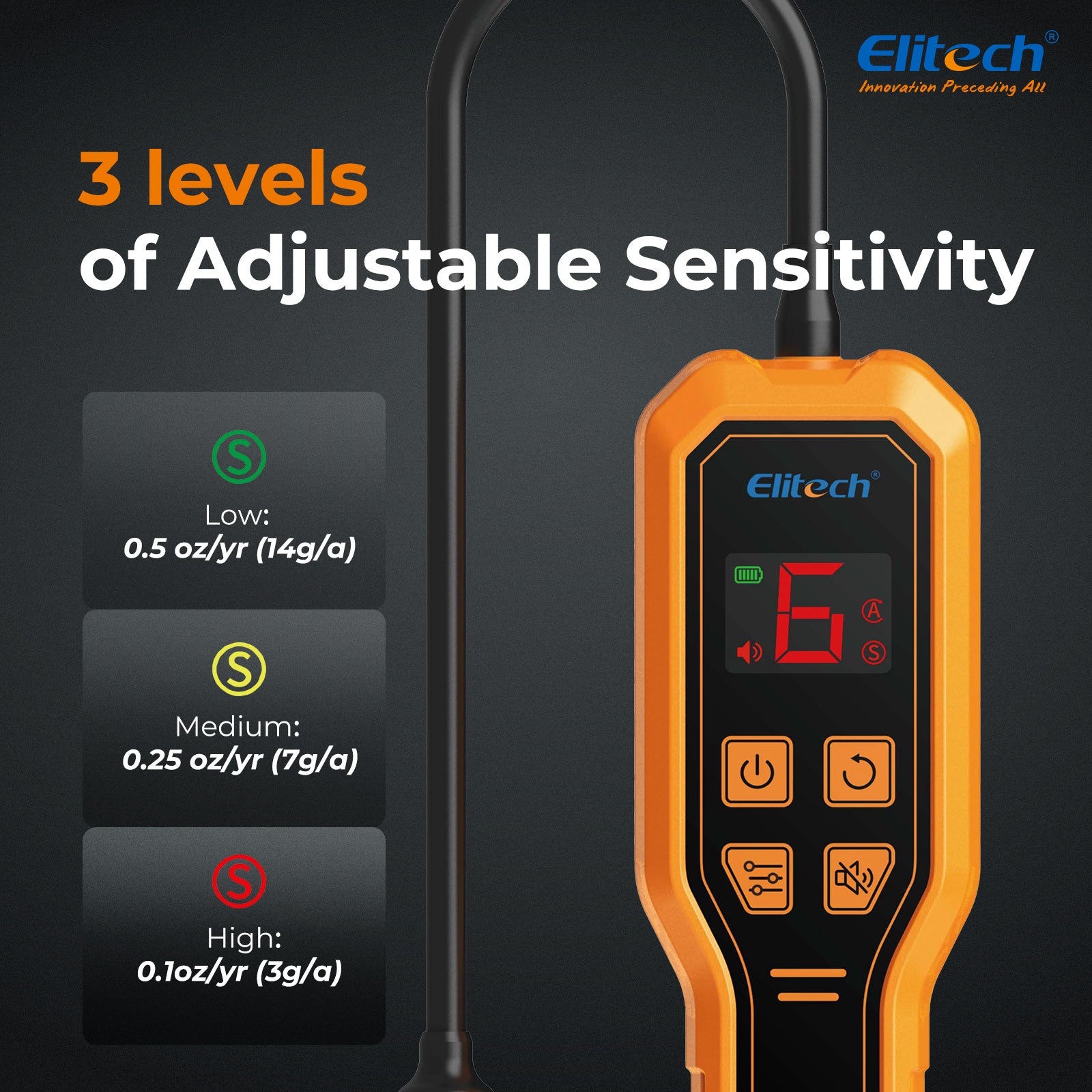 Elitech ELD-210 Heated Diode Portable Semiconductor Refrigerant Leak Detector - High Sensitivity, Dual Alarm, Ergonomic Design for Quick & Accurate Leak Detection