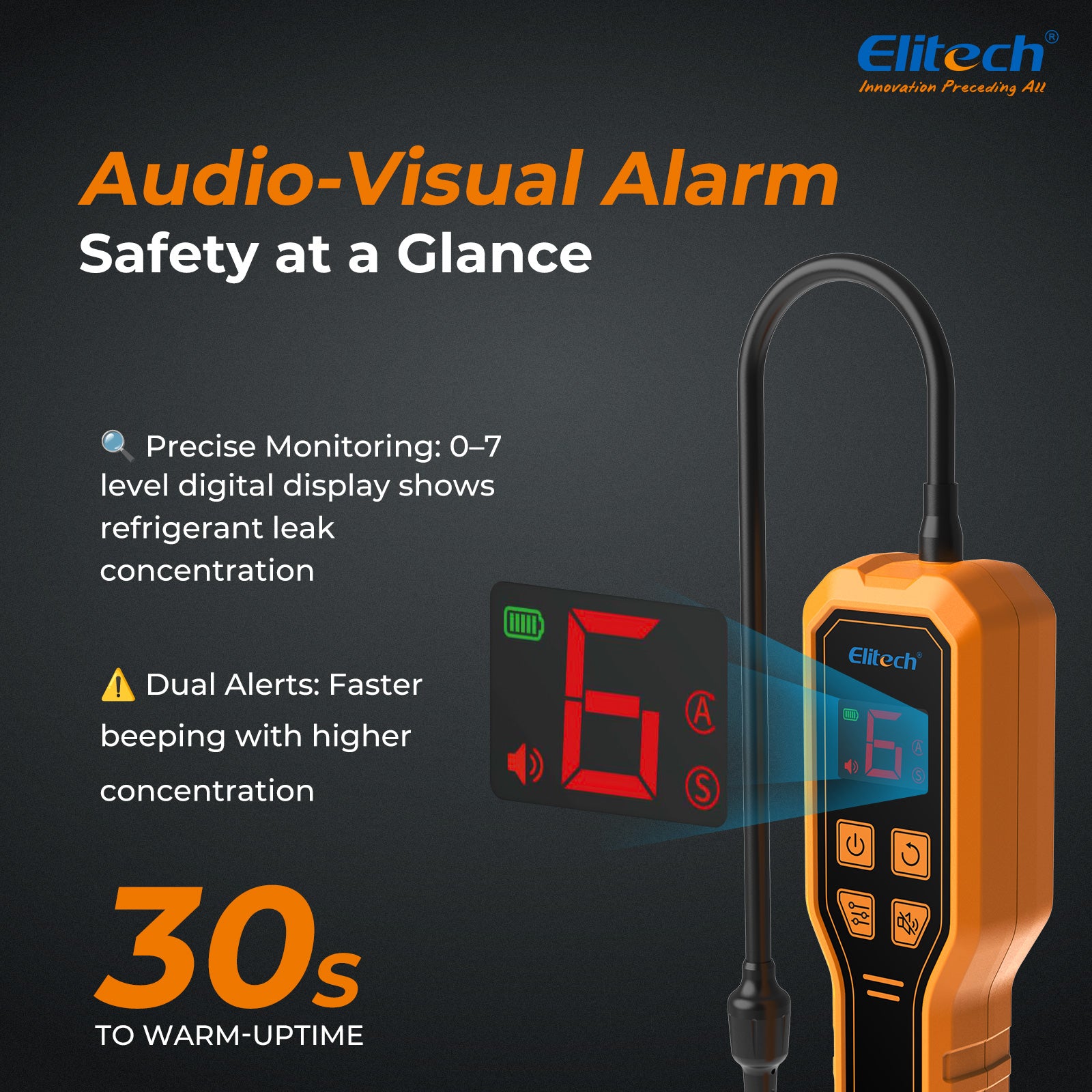Elitech ELD-210 Heated Diode Portable Semiconductor Refrigerant Leak Detector - High Sensitivity, Dual Alarm, Ergonomic Design for Quick & Accurate Leak Detection