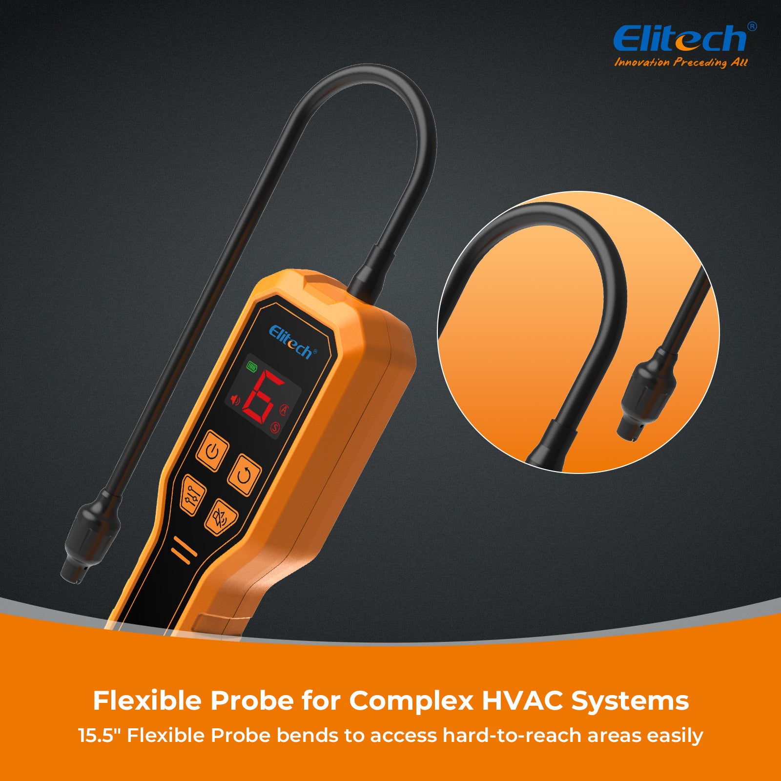 Elitech ELD-210 Heated Diode Portable Semiconductor Refrigerant Leak Detector - High Sensitivity, Dual Alarm, Ergonomic Design for Quick & Accurate Leak Detection
