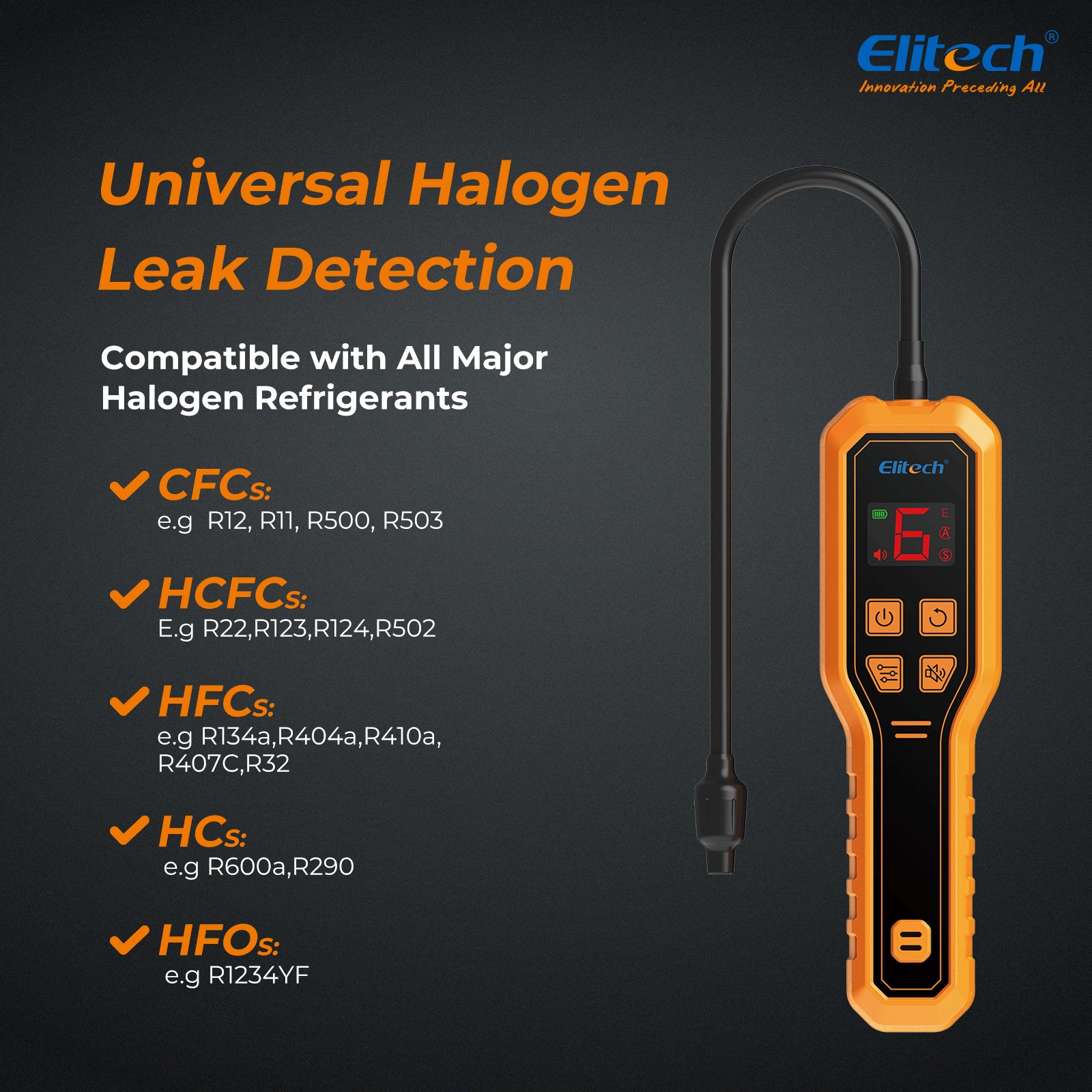 Elitech ELD-210 Heated Diode Portable Semiconductor Refrigerant Leak Detector - High Sensitivity, Dual Alarm, Ergonomic Design for Quick & Accurate Leak Detection