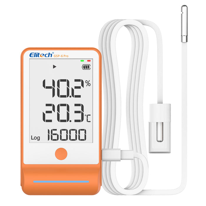Elitech GSP-6G Enregistreur de données de température et d'humidité avec capteur de température de bouteille de glycol Deux capteurs externes