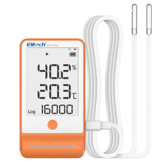 【Pack】Elitech GSP-6Pro TE&THE Bluetooth Temperature and Humidity Data Logger Recorder with Calibration Certificate, 100000 Points, Shadow Data