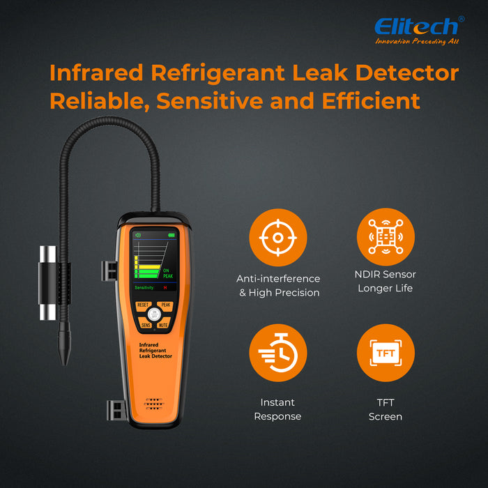 Elitech ILD-200 Electronic Refrigerant Heat Pump Leak Detector HVAC, Freon Leak Detector, Infrared Sensor up to 10 years' service life, 4g/yr, PEAK Record