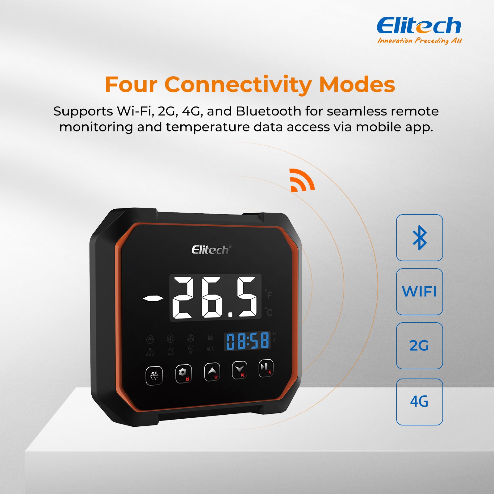 Elitech LS200 WiFi Single-phase Split Plastic Electric Control Panel With Refrigeration 3HP, Defrost, Fan, Light and Alarm Output 100-256VAC WiFi Network, With Temperature & Defrost Probe Sensor, Three-way Digital Inputs, RS-485 & Bluetooth